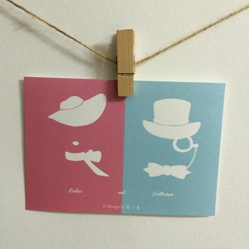 《藝之魚》Ladies and Gentleman 卡片 明信片 --C0014 - 卡片/明信片 - 紙 白色