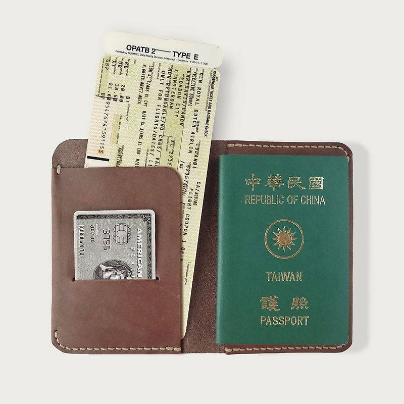 護照夾/護照套/記事手札/記事本 - 深咖啡色 - 護照套 - 真皮 咖啡色