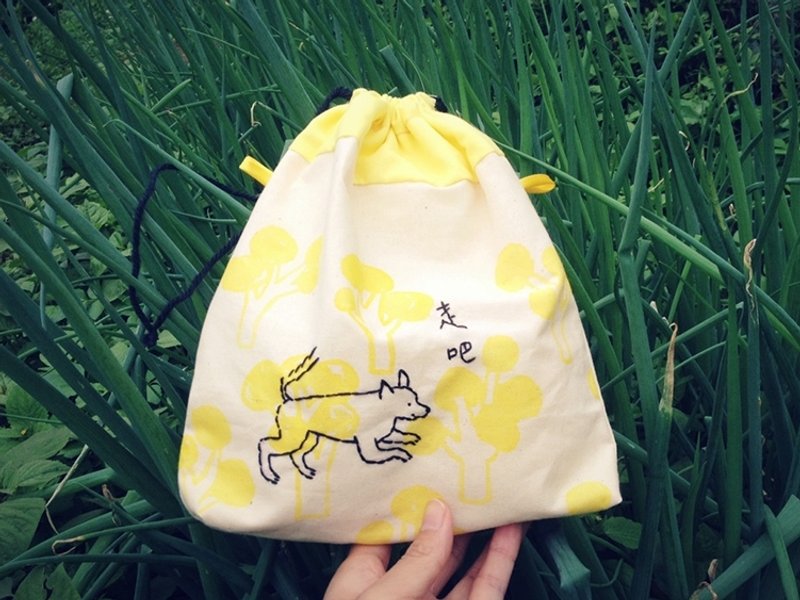 一起走吧＿愛說話束口袋 - Toiletry Bags & Pouches - Other Materials Yellow