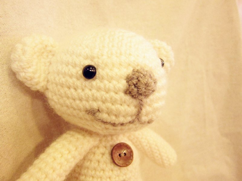 【好日手作】 白色 編織 熊熊 - ตุ๊กตา - วัสดุอื่นๆ 