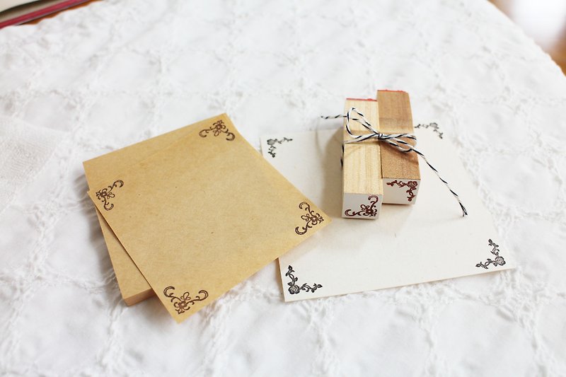 [Resale] A set of 2 rose and lily corner petit stamps - Stamps & Stamp Pads - Wood Brown
