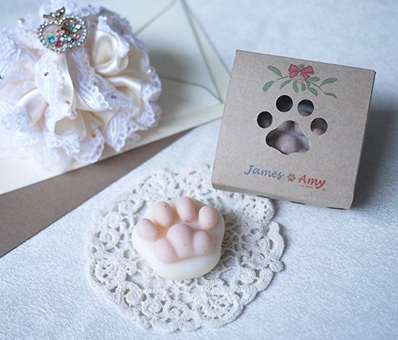 粉紅肉球款 | 迷你貓掌皂 | 貓手作 | 婚禮小物、紀念小物 - 肥皂/手工皂 - 植物．花 白色