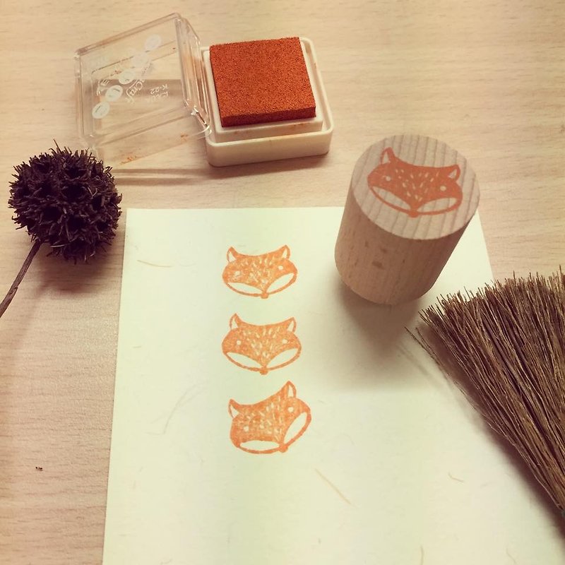 little fox eraser stamp*handmade*rubber stamp*handmade stamp*hand carved - ตราปั๊ม/สแตมป์/หมึก - ยาง สีส้ม