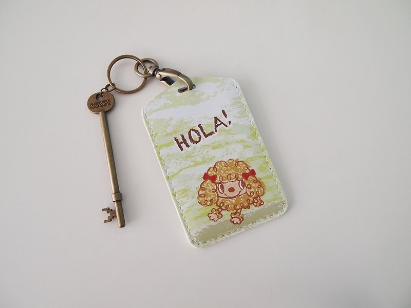Multi-function card holder key ring-Hola! Red VIP - ID & Badge Holders - Genuine Leather 
