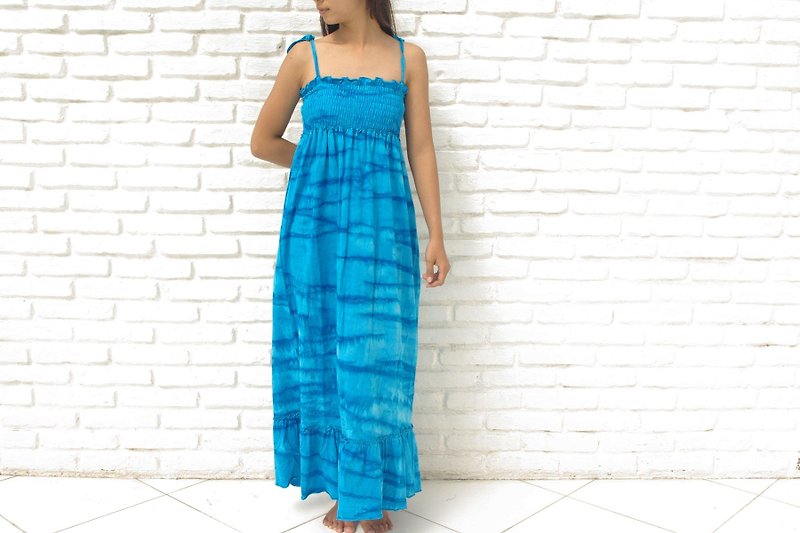 Gradation dyed camisole ruffle dress <Ocean Blue> - One Piece Dresses - Other Materials Blue