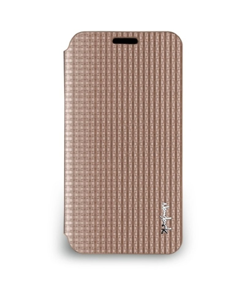 Galaxy S5 silk plaid roll-standing leather - rose gold - Other - Genuine Leather Gold