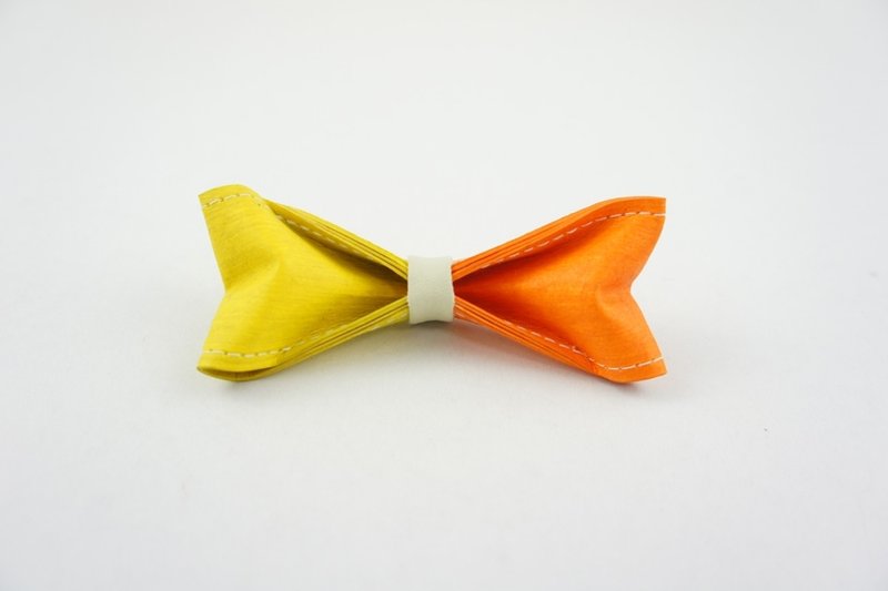 【新品】10/10 十分設計《檸檬黃 x 柳橙橘》手工製作雙色領結（紙領結、蝴蝶結、領帶/婚禮小物、裝扮、新郎婚紗、伴郎領結） - 領帶/領帶夾 - 防水材質 橘色