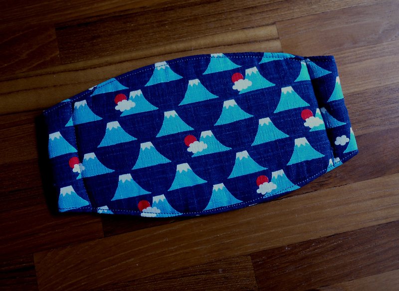 手作訂製=日常必備小物=手作口罩=日本布料*日出富士山 - 口罩/口罩收納套 - 其他材質 藍色