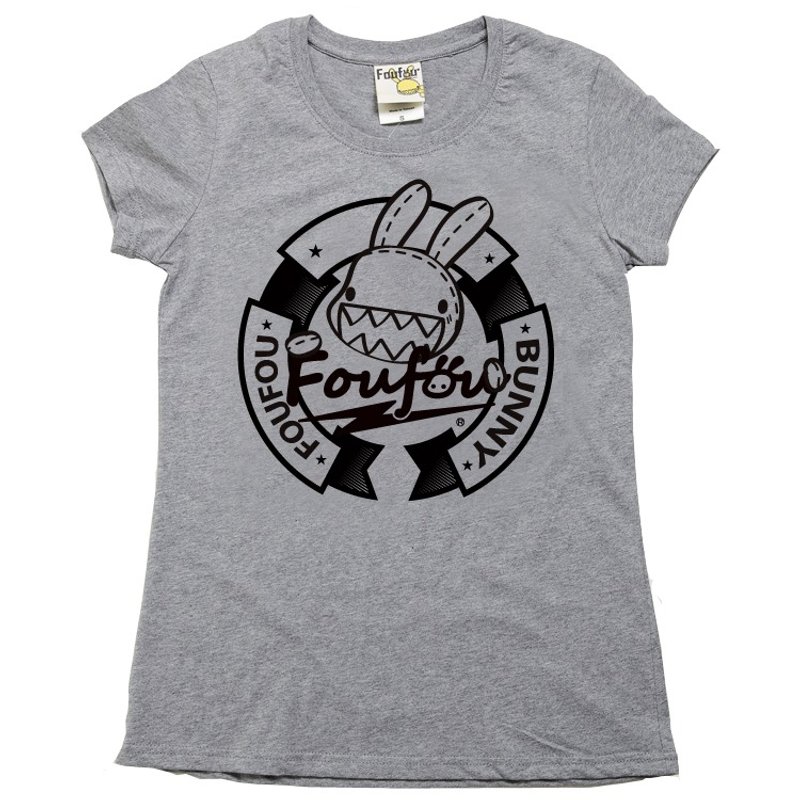 《Foufou》-植絨短t-shirt-Foufou Circle（灰） - 女 T 恤 - 其他材質 灰色
