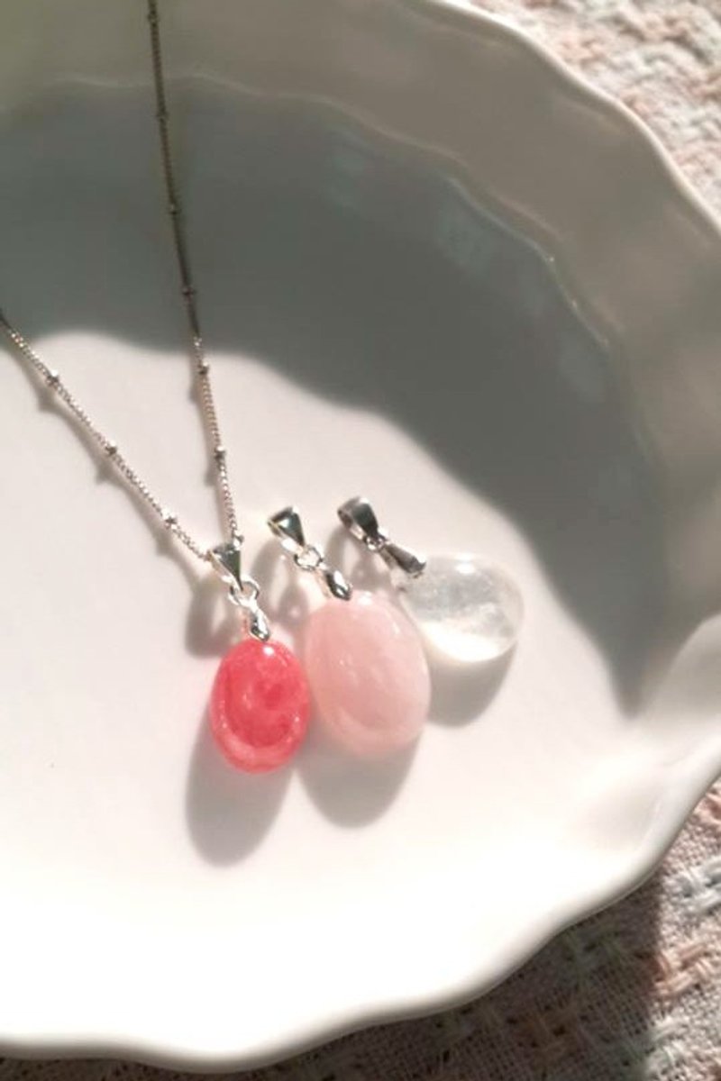 925 sterling silver rose quartz pendant _babyheart_ - สร้อยคอ - เครื่องเพชรพลอย สึชมพู