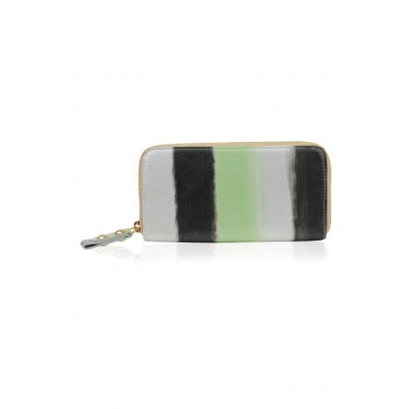 ISABELLA WALLET HAND-PAINTED LEATHER (SILVERY LIME) - กระเป๋าสตางค์ - หนังแท้ หลากหลายสี