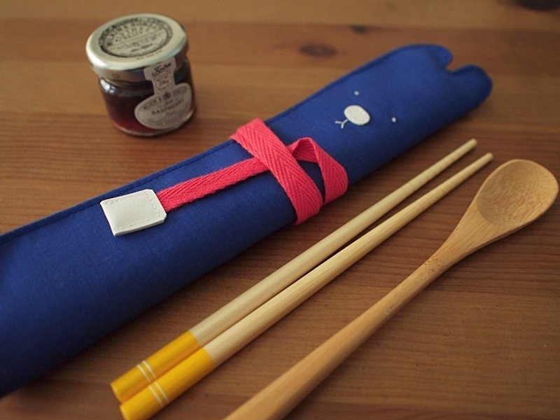 hairmo. White-nosed bear chopsticks set-K royal blue - ตะเกียบ - วัสดุอื่นๆ สีน้ำเงิน