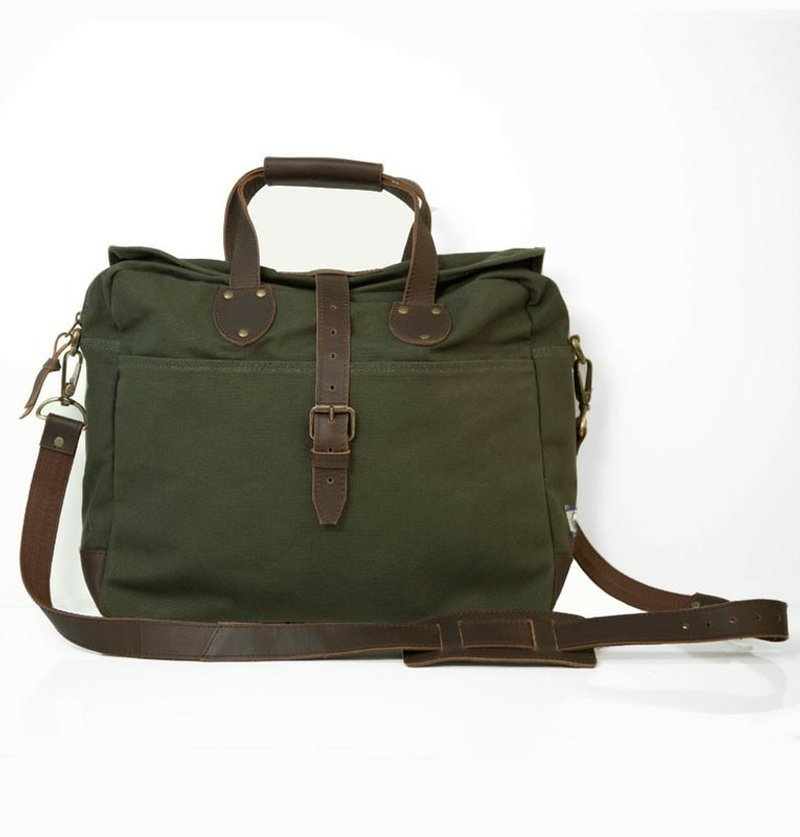 [UNITED by BLUE] LAKELAND computer bag - moss green - กระเป๋าแล็ปท็อป - ผ้าฝ้าย/ผ้าลินิน สีเขียว