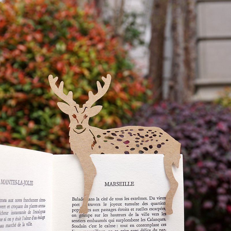Mai Mai Zoo-Sika Deer Large Paper Carving Bookmarks | Cute Animal Healing Small Things Stationery Gifts - ที่คั่นหนังสือ - กระดาษ สีกากี