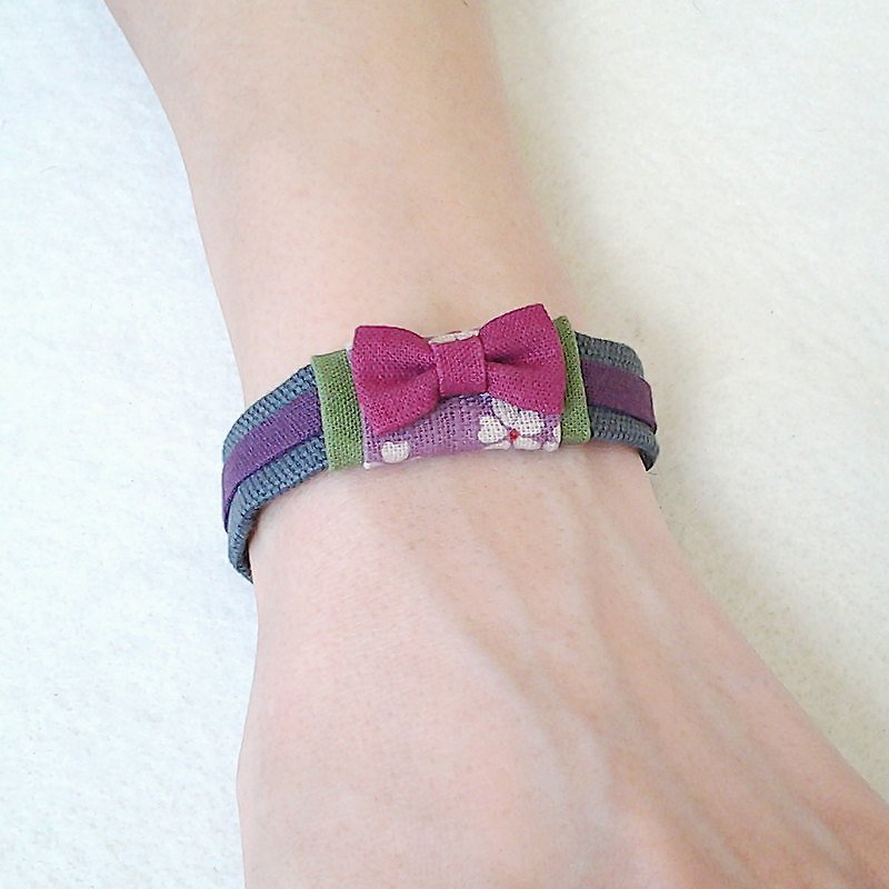 Muse  Kimono帯紫灰色手鍊 - Bracelets - Other Materials Multicolor