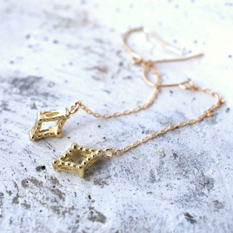 Milgrain earrings diamond (K18YG) - Earrings & Clip-ons - Other Metals Gold