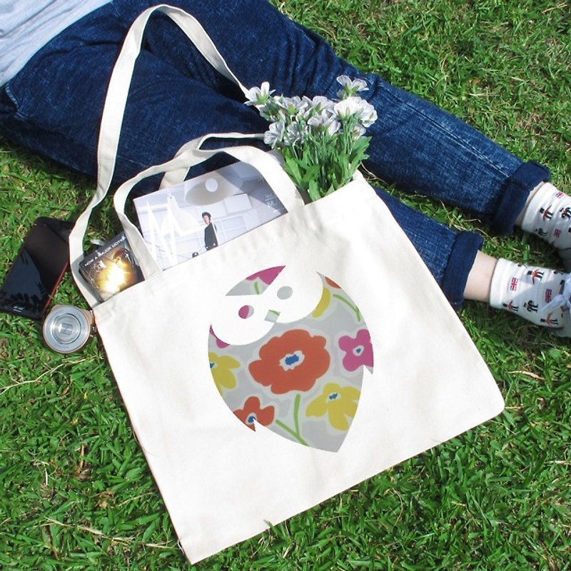 OWL horizontal canvas bag - กระเป๋าคลัทช์ - ผ้าฝ้าย/ผ้าลินิน 