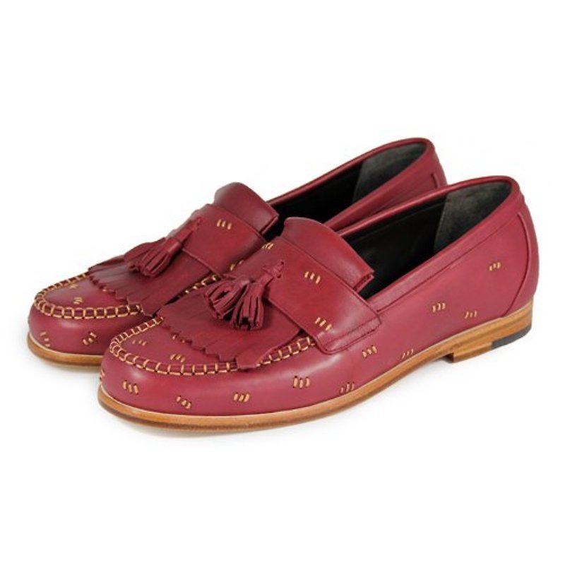 Loafers Agave M1109 Burgundy - รองเท้าอ็อกฟอร์ดผู้ชาย - หนังแท้ สีแดง
