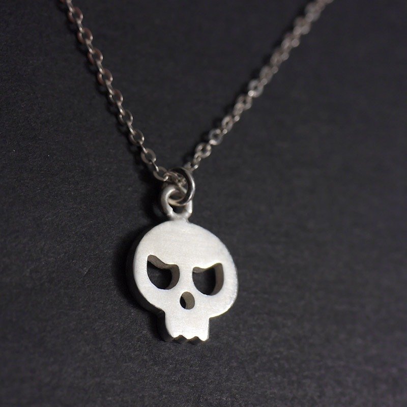 Tiny Skull Necklace - Halloween Jewelry -Sterling Silver - Necklaces - Other Metals 