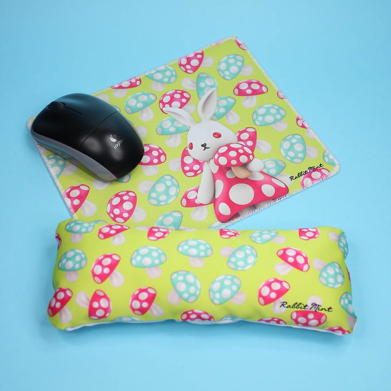 (Rabbit Mint) Mint rabbit mouse pad + Hand pillow - (MP0007) - Mouse Pads - Other Materials Yellow