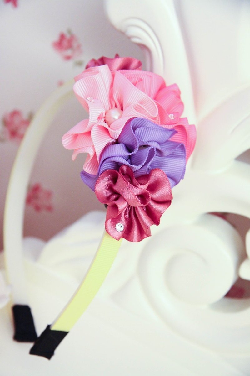Purple Flower Bow Headband - ผ้ากันเปื้อน - วัสดุอื่นๆ 