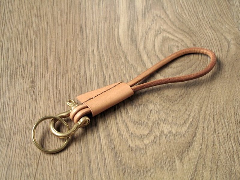 原始風的皮革氣味 x皮革鑰匙扣 (淺啡) - 鑰匙圈/鑰匙包 - 真皮 黃色
