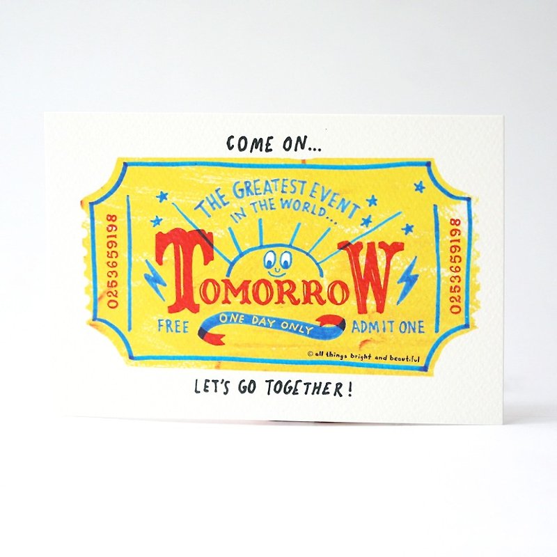 Ticket to Tomorrow Postcard - Cards & Postcards - Paper Yellow
