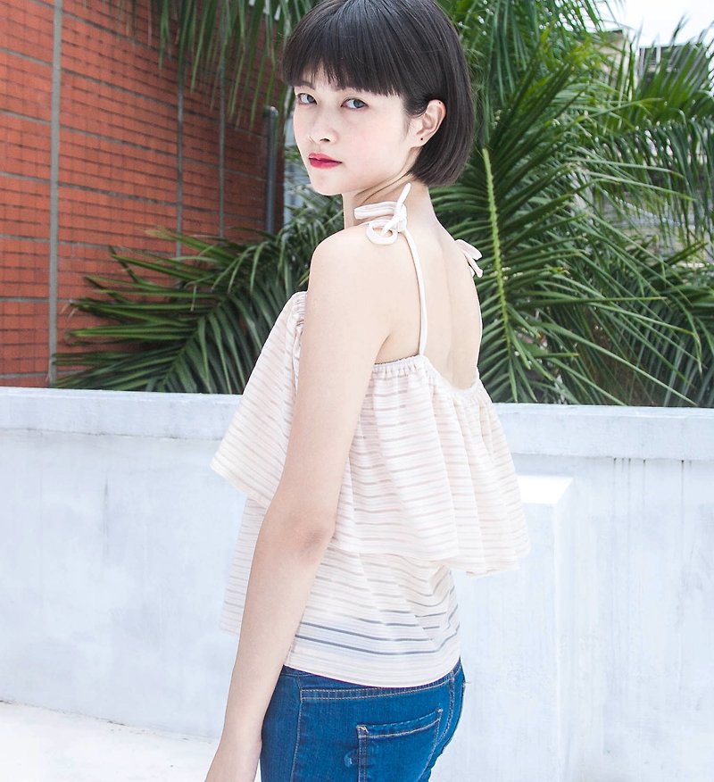 SU: MI said Layered fine shoulder strap cake vest _5SF103_ skin - Women's Tops - Cotton & Hemp Pink