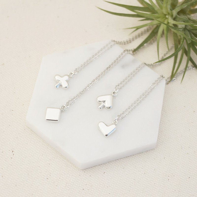 The Solitaire Mystery Sterling Silver Necklace - Diamond - สร้อยคอ - เงินแท้ สีเงิน