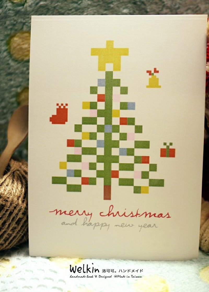 ☆° 洛可可草莓 WELKIN手創 °幸福耶誕手工卡片-積木聖誕樹 - カード・はがき - 紙 