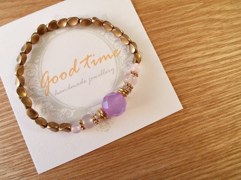 【女子．時光】古典華麗風格 - 純黃銅手鏈 -兩色 - Bracelets - Other Materials Purple