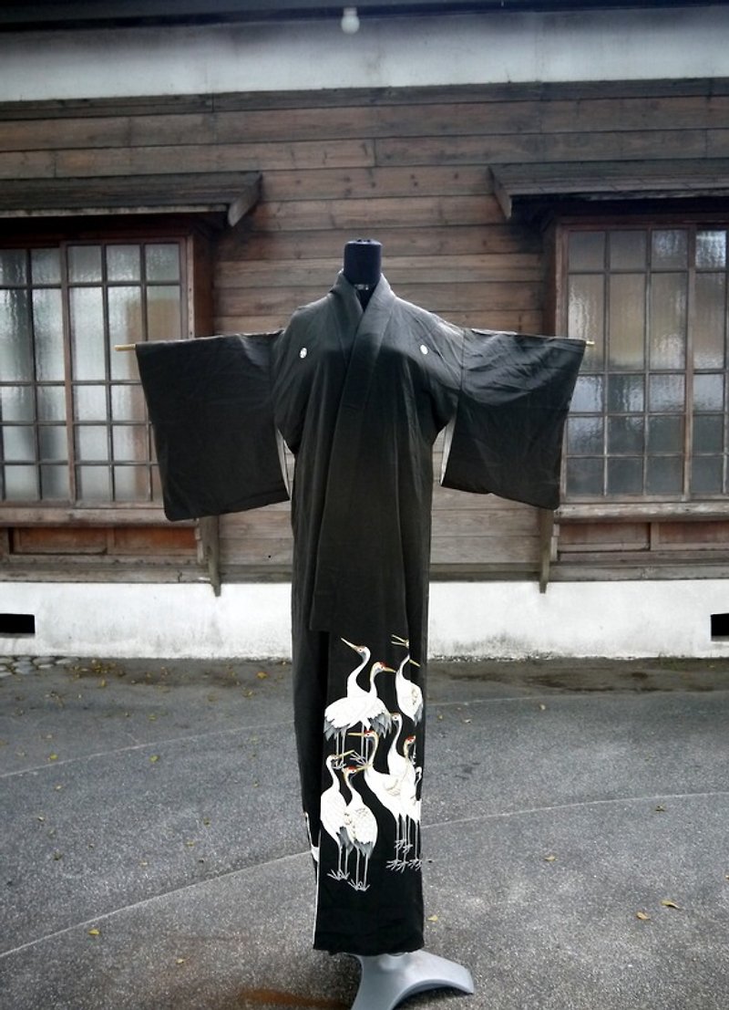 いくつかのクレーンゴージャスなアンティーク日本の着物を推測 - その他 - その他の素材 