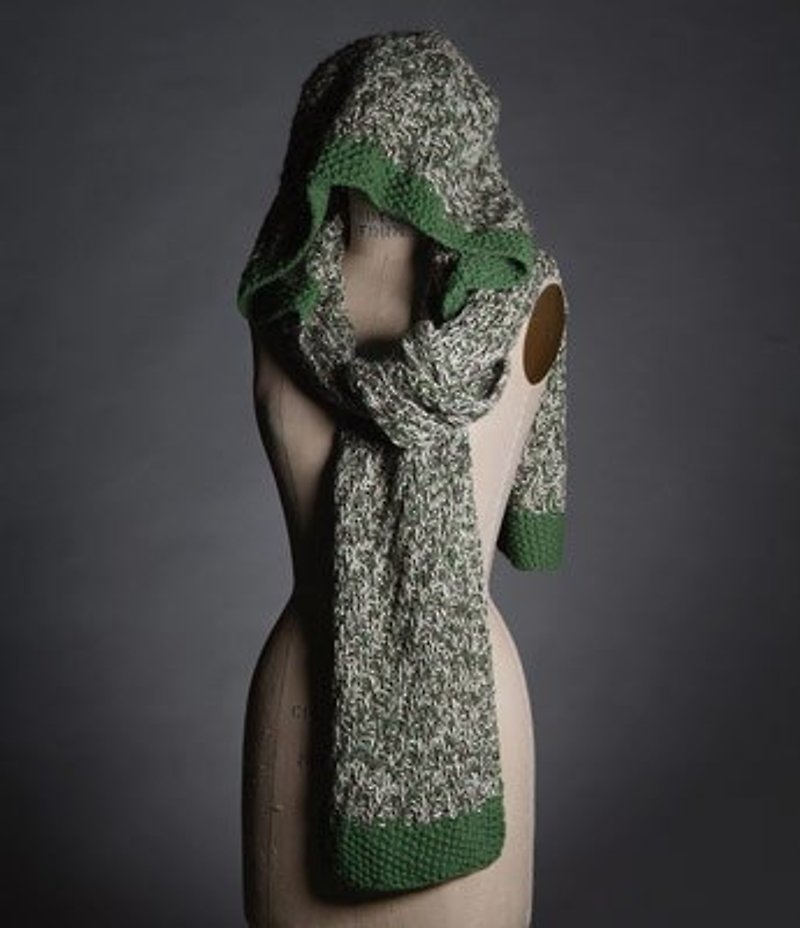 羊駝毛帽子圍巾 - ผ้าพันคอ - วัสดุอื่นๆ สีเขียว
