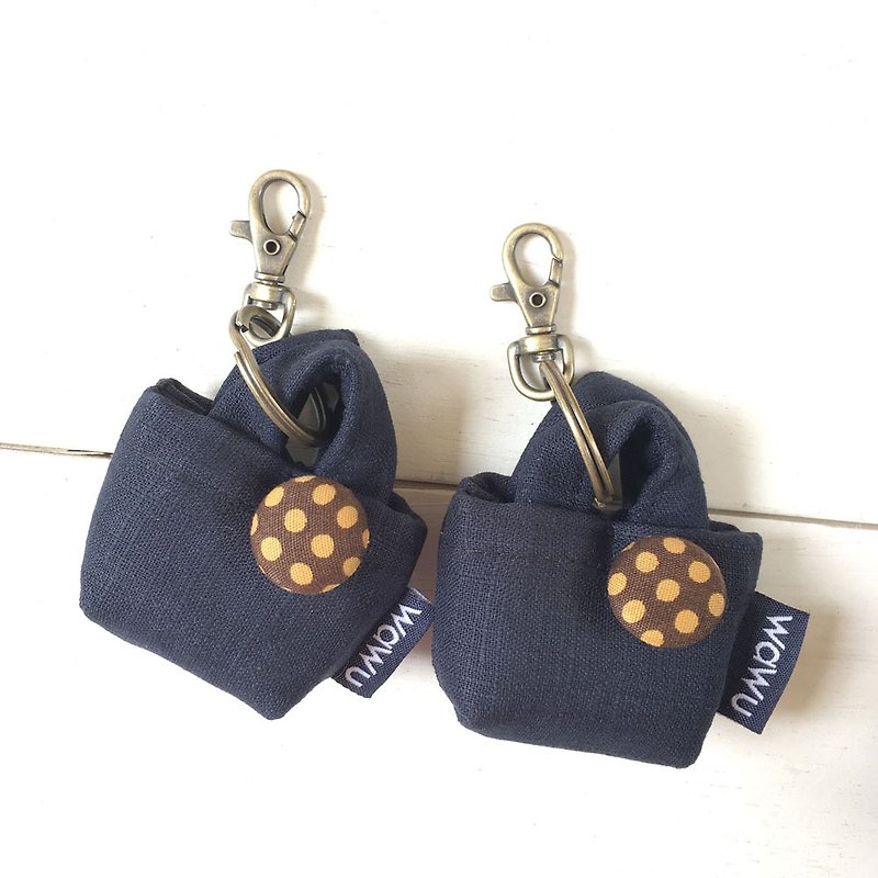 Small bag shape key ring charm (custom-made color) Order-to-order production* - Charms - Cotton & Hemp Multicolor