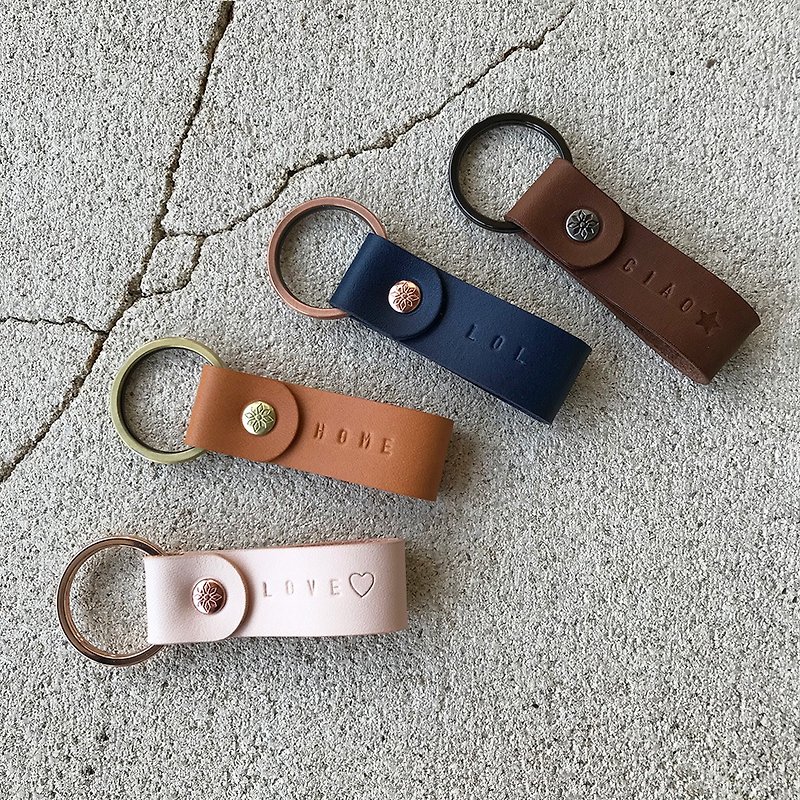 Cube Leather Keychain S/2 - Autumn Maroon/Nautical Blue/Natural Brown/Oak White - Keychains - Genuine Leather Blue
