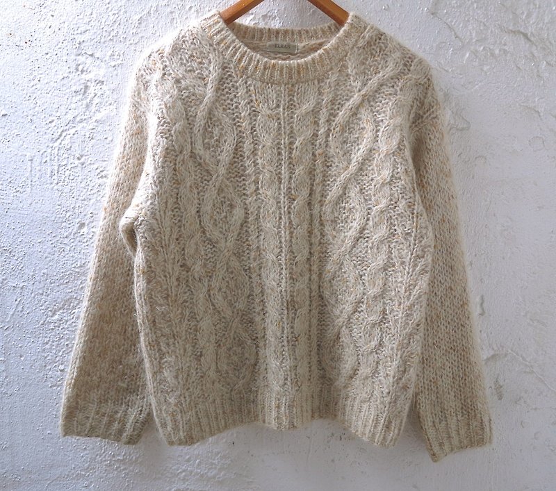 FOAK古著 南瓜濃湯麻花毛衣 - Women's Sweaters - Other Materials White