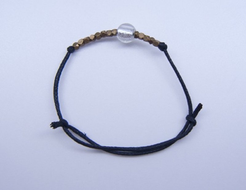 Indian yellow glass imitation leather cord Bronze bracelet - black (hand-made jewelry bracelets luck gift glass imitation leather cord Indian yellow Bronze Bronze bracelet gift..........) - Bracelets - Other Metals Black