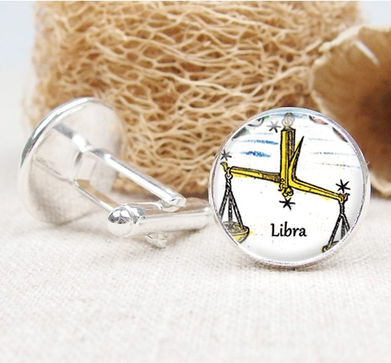 Libra-Cufflinks/Shirt Accessories/Birthday Gift【Special U Design】 - กระดุมข้อมือ - โลหะ สีเงิน