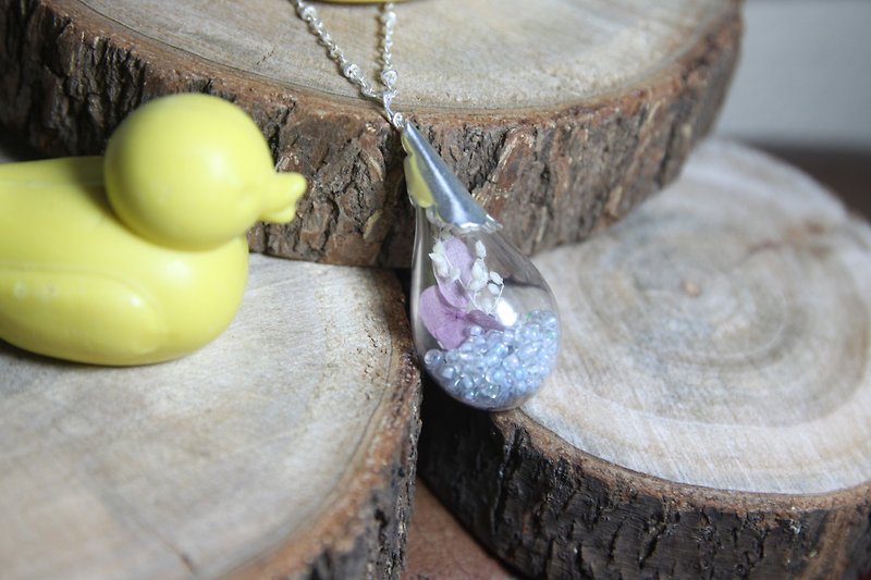 Handmade glass beads with handmade glass cover long necklace Clover - สร้อยคอ - แก้ว สีม่วง