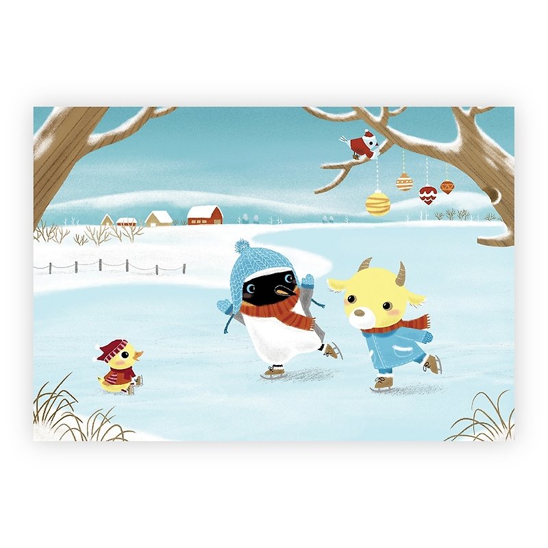 Poca Illustrated Postcard: Winter Skating Fun (No. 30) - Cards & Postcards - Paper 