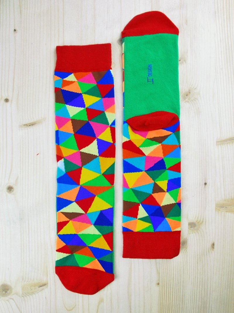 JHJ Design 加拿大品牌 高彩度針織棉襪 彩虹系列 - 彩虹角角襪子(針織棉襪) - 襪子 - 其他材質 多色