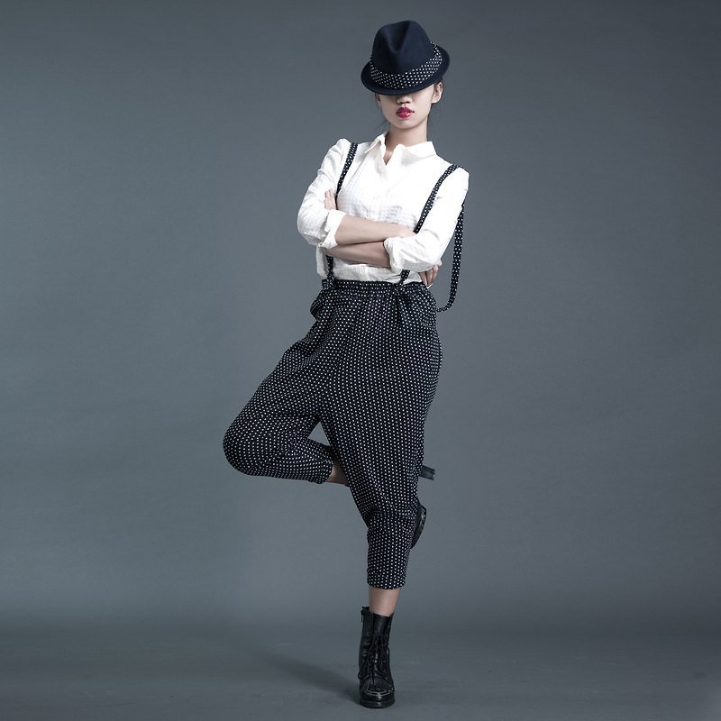 [Harem Pants] bag _ pants _ < wool dark gray / light knitted brown color x2 > - Women's Pants - Other Materials Black