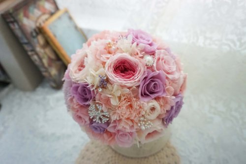 永生花不凋花珠寶鑽捧花-20cm *交換禮物*情人節*婚禮*生日禮物