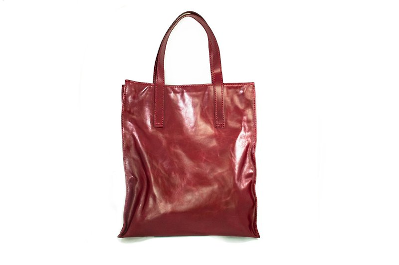 COLOSSAL- BIG LEATHER TOTE BAG-RED - Messenger Bags & Sling Bags - Genuine Leather Red