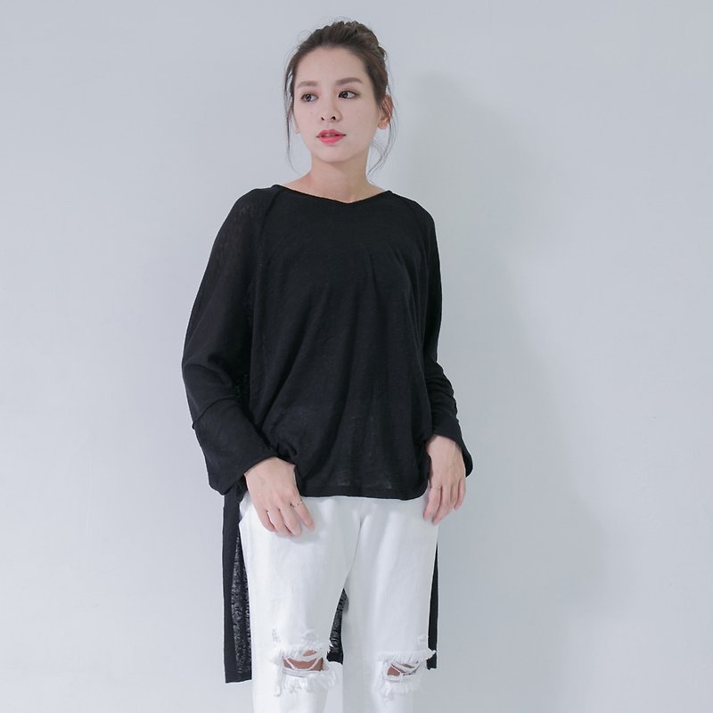 SU:MI said Knitwear short front and back long knitted long top_5AF002_black - Women's Sweaters - Other Materials Black