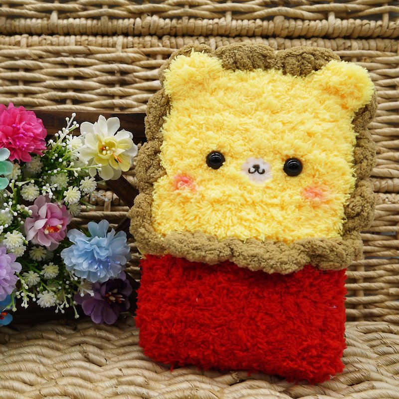 Lion-wool woven mobile phone bag mobile phone bag iphone samsung millet - เคส/ซองมือถือ - วัสดุอื่นๆ สีเหลือง