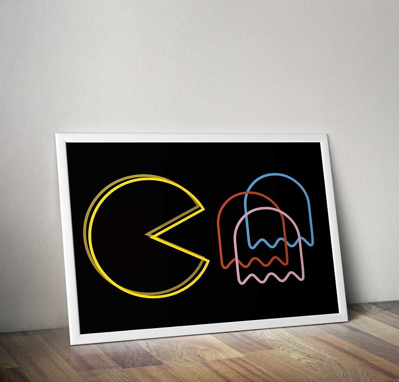 PAC-MAN tracing LOVE - Posters - Paper Black