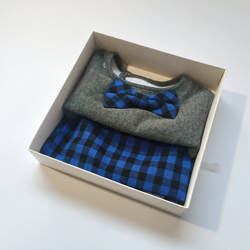 日安朵朵 / 美國原裝 FMC紳士領結圍兜2件禮盒組 彌月禮 滿月 周歲 - 彌月禮盒 - 棉．麻 多色
