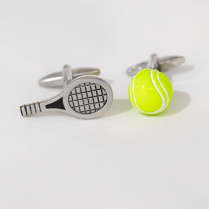 網球球拍袖扣 TENNIS BALL AND RACKET CUFFLINKS - 袖口鈕 - 其他金屬 