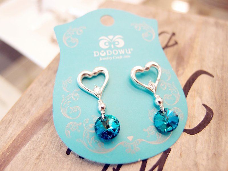 《DODOWU手作輕珠寶》【純銀925※深藏心中的藍月】 - 耳環/耳夾 - 寶石 藍色